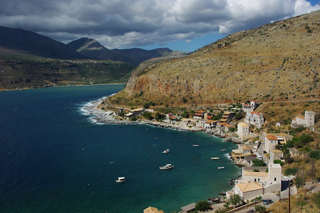 Limeni-Bay - Mani Peninsula, Peloponnese, Greece - foreground is Limeni, port of Areopoli, in the background Itylo- Photo Koppi2